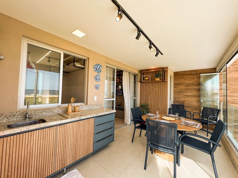 Apartamento Vista Mar e Pé na Areia 3 Suites em Condomínio e